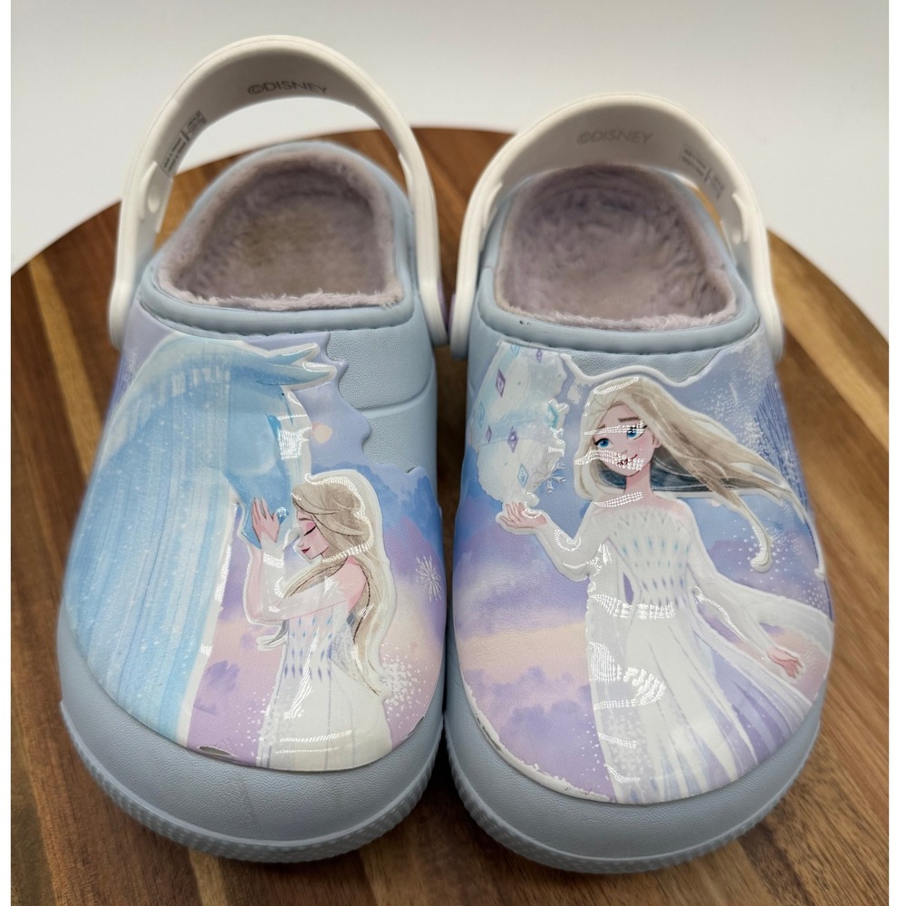 Crocs Kids Disney Frozen 2 Elsa Lined Clogs Light Blue Lavender‎ J1   0451